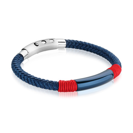 Stainless Steel + Nylon Bracelet (Blue + Red)
