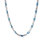 Matte Polished Steel Necklace // Silver + Blue