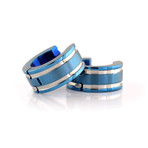 Lined Huggie Earrings // Blue + Silver
