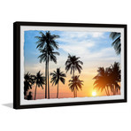 Tropical Summer Sunset // Framed Painting Print (12"W x 8"H x 1.5"D)