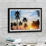 Tropical Summer Sunset // Framed Painting Print (12"W x 8"H x 1.5"D)