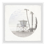 Sand Beach Tower // Framed Painting Print (12"W x 12"H x 1.5"D)