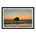 Dawn Behind the Rock // Framed Painting Print (12"W x 8"H x 1.5"D)