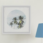 Green Palm Leaves // Framed Painting Print (12"W x 12"H x 1.5"D)