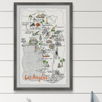 Illustrated Map of Los Angeles IV // Framed Painting Print (8"W x 12"H x 1.5"D)