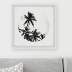 Black Palm Leaves // Framed Painting Print (12"W x 12"H x 1.5"D)