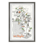 Illustrated Map of Los Angeles IV // Framed Painting Print (8"W x 12"H x 1.5"D)