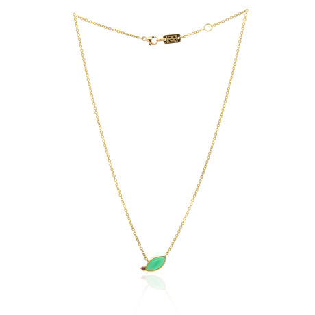 Ippolita 18k Yellow Gold Chrysoprase Prisma Marquise Necklace