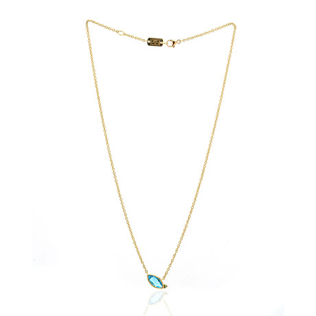 Ippolita 18k Yellow Gold Swiss Blue Topaz Prisma Marquise Necklace