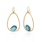 Ippolita 18k Yellow Gold London Blue Topaz Rock Candy Earrings // Store Display