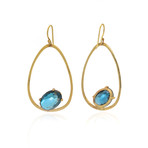 Ippolita 18k Yellow Gold London Blue Topaz Rock Candy Earrings // Store Display