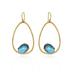 Ippolita 18k Yellow Gold London Blue Topaz Rock Candy Earrings // Store Display