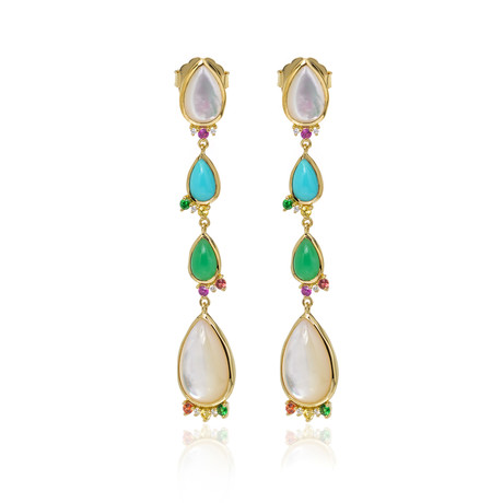 Ippolita 18k Yellow Gold Diamond + Multi-Stone Prisma Earrings // Store Display