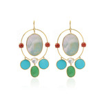 18k Yellow Gold Turquoise Nova Earrings III // Store Display