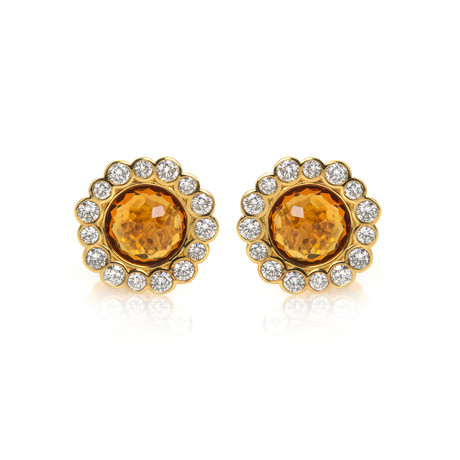 Ippolita 18k Yellow Gold Diamond + Madeira Citrine Lollipop Earrings