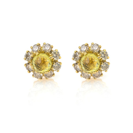 Ippolita 18k Yellow Gold Diamond + Citrine Lollipop Earrings // Store Display