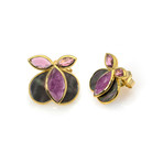 Ippolita 18k Yellow Gold African Ruby Doublet Orchid Earrings