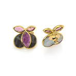 Ippolita 18k Yellow Gold African Ruby Doublet Orchid Earrings