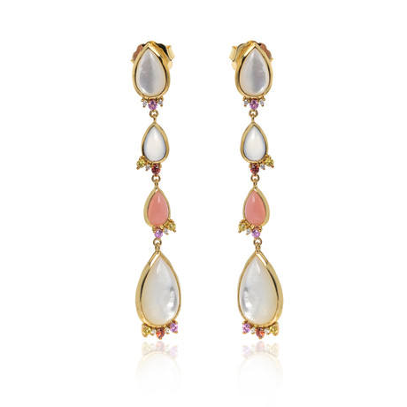 Ippolita 18k Yellow Gold Diamond + Mother of Pearl Prisma Earrings // Store Display