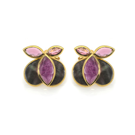 Ippolita 18k Yellow Gold African Ruby Doublet Orchid Earrings