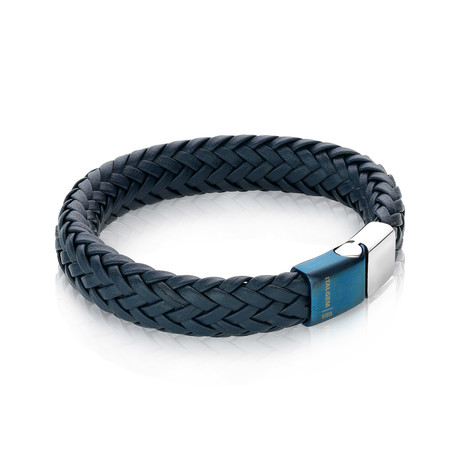 Braided Leather Bracelet // Blue (S)