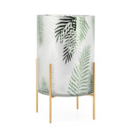 Palm Motif Frosted Mirror // Pedestal Hurricane Vase (5.5"H)