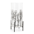 Aspen Tree Silhouette // Glass Hurricane Vase + Stand (10"H)