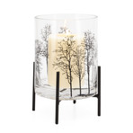 Aspen Tree Silhouette // Glass Hurricane Vase + Stand (10"H)