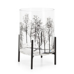 Aspen Tree Silhouette // Glass Hurricane Vase + Stand (10"H)