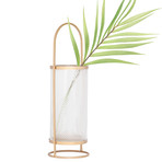 Sala // Gold Trim Glass Hurricane Vase (12"H)