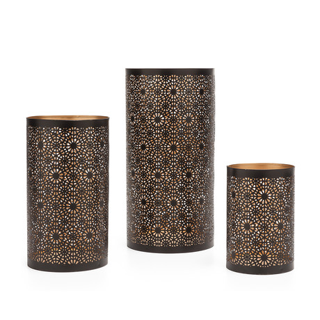 Mandala // 3-Piece Hurricane Candle Holder Set