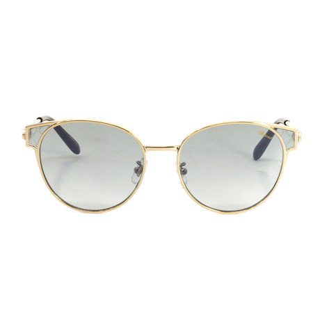 Chopard // Women's Cat Eye Sunglasses // Gold + Light Blue