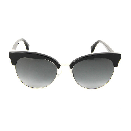 Fendi // Women's Round Cat Eye Sunglasses // Black + Gray Gradient