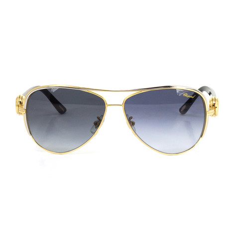 Chopard // Women's Aviator Sunglasses // Gold + Gray Gradient