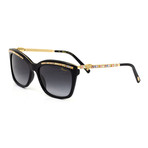 Chopard // Women's Rectangle Sunglasses // Black + Gray Gradient