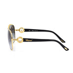 Chopard // Women's Aviator Sunglasses // Gold + Gray Gradient