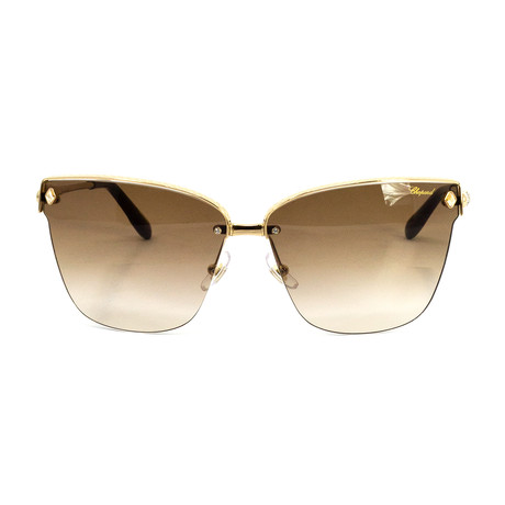 Chopard // Women's Butterfly Sunglasses // Gold + Brown