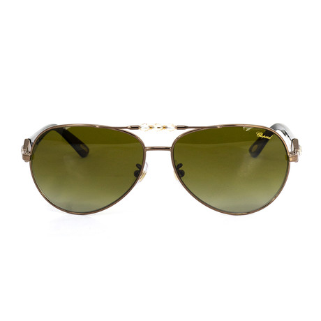 Chopard // Women's Aviator Sunglasses // Dark Havana + Green