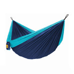 DoubleOwl Hammock + Inflatable Pillow (Navy + Light Blue Hammock + Stripe Pillow)