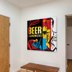 Beer & Sandwiches Print on Wrapped Canvas (12"H x 12"W x 1.5"D)