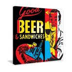 Beer & Sandwiches Print on Wrapped Canvas (12"H x 12"W x 1.5"D)