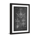 Boat Steering 1941 // Wheel Chalk Framed Painting Print (8"W x 12"H x 1.5"D)