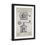 Coffee Mill 1885 // Old Paper Framed Painting Print (8"W x 12"H x 1.5"D)