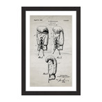 Boxing Gloves 1923 // Old Paper Framed Painting Print (8"W x 12"H x 1.5"D)