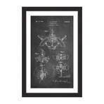 Boat Steering 1941 // Wheel Chalk Framed Painting Print (8"W x 12"H x 1.5"D)