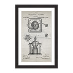 Coffee Mill 1885 // Old Paper Framed Painting Print (8"W x 12"H x 1.5"D)