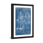 Hydrant 1903 // Blueprint Framed Painting Print (8"W x 12"H x 1.5"D)