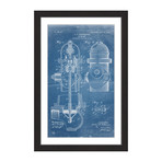Hydrant 1903 // Blueprint Framed Painting Print (8"W x 12"H x 1.5"D)
