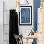 Hydrant 1903 // Blueprint Framed Painting Print (8"W x 12"H x 1.5"D)