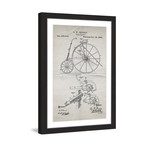 Velocipede 1880 // Old Paper Framed Painting Print (8"W x 12"H x 1.5"D)